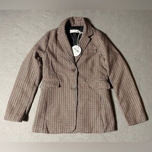 Petal + Pup Brandy Blazer XS Brown Houndstooth Jacket NWT Workwear